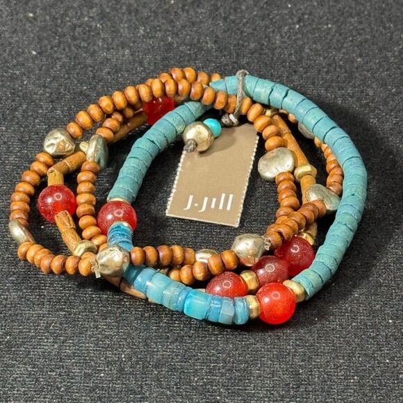 J Jill Wood Beaded Stretch Statement Bracelet - Picture 4 of 6